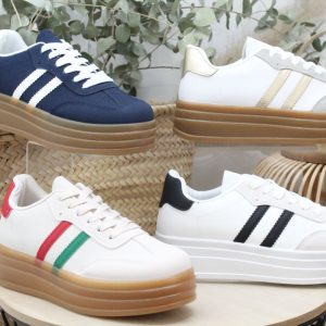 Sneakers en suave poli piel con doble piso de 3.5cm,ref008