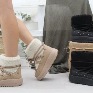 Bota australinana en poli piel con borreguito,ref56