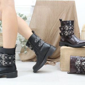 Botin estilo motero en suave poli piel, ref61