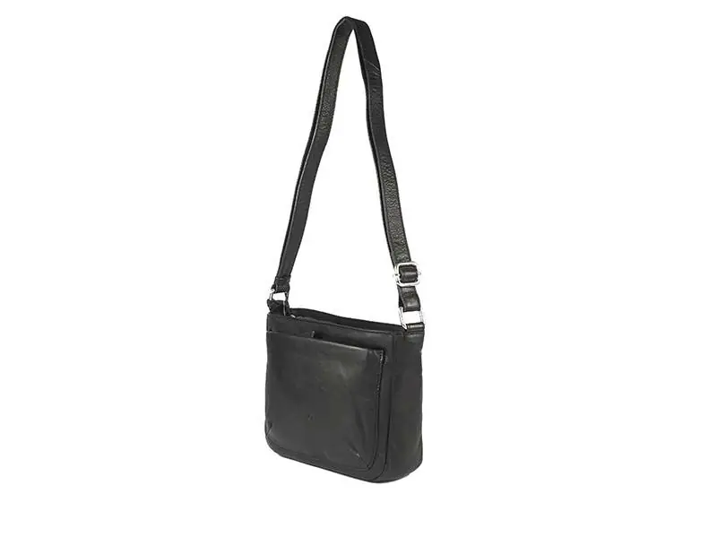 Bolso ANTONI · Bandolera mediana · Piel Bovino · Color Negro, Cuero y Marrón - Imagen 3