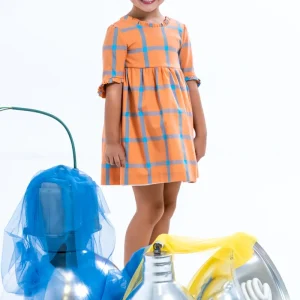 Vestido de niña cuadros naranja Cocote & Charanga