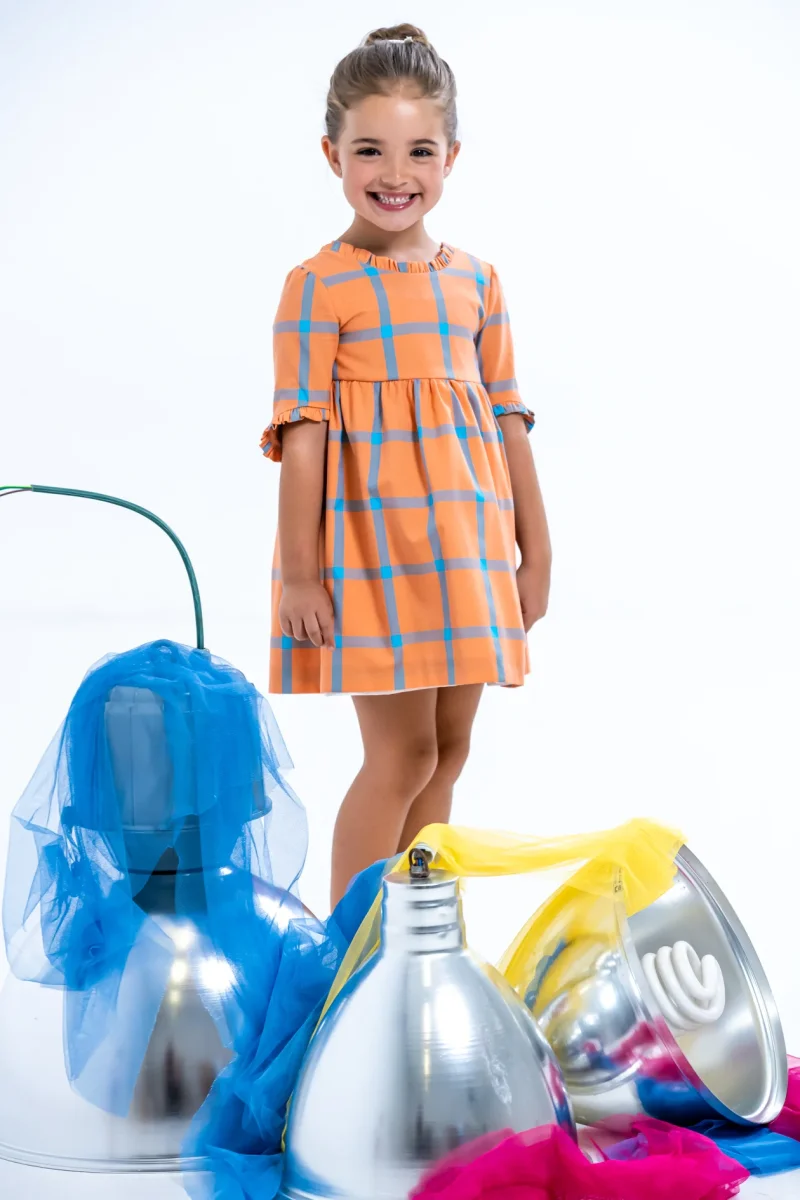Vestido de niña cuadros naranja Cocote & Charanga