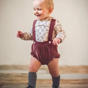 Conjunto bebé niño tirantes pana y blusa con volante Cocote & Charanga