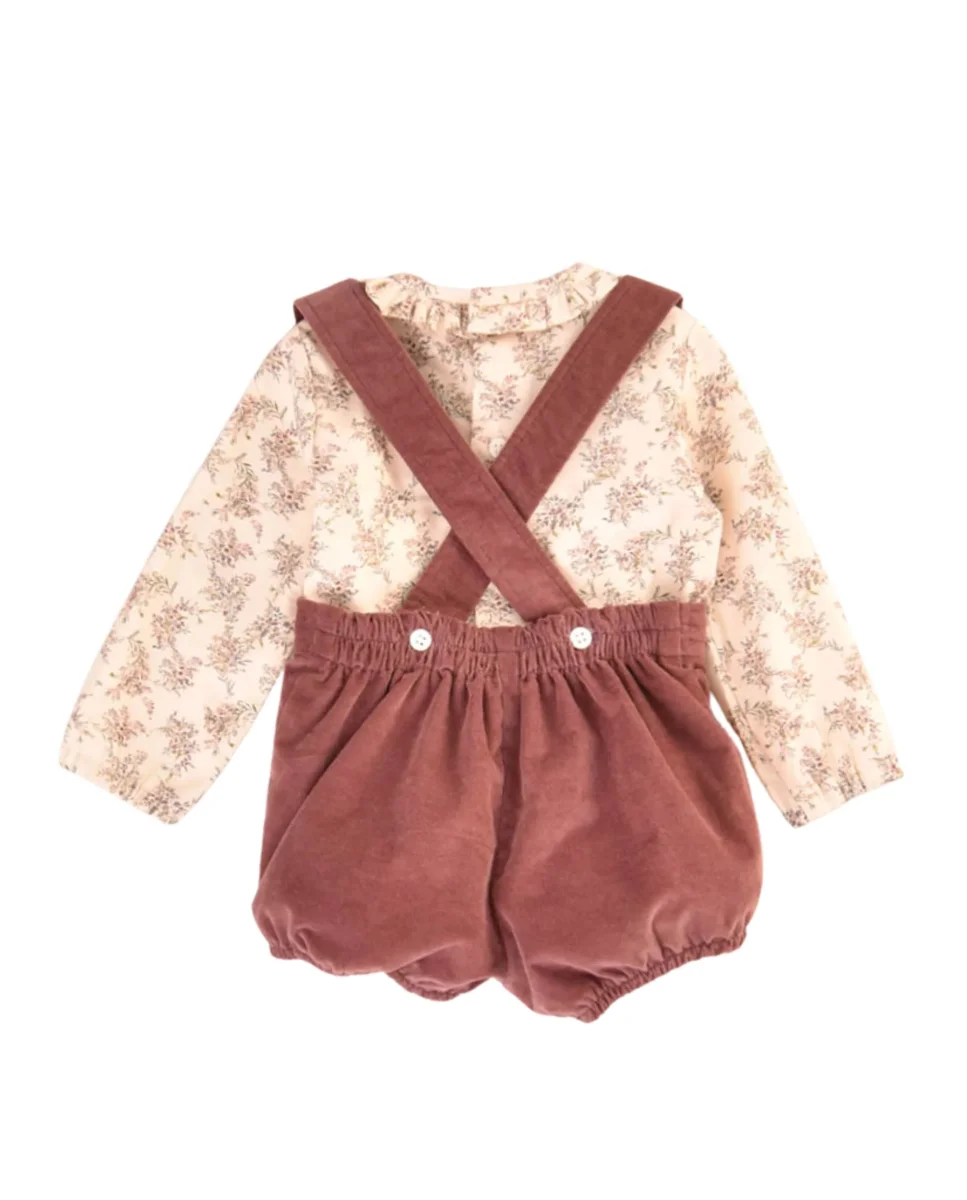 Conjunto bebé niño tirantes pana y blusa con volante Cocote & Charanga - Imagen 6