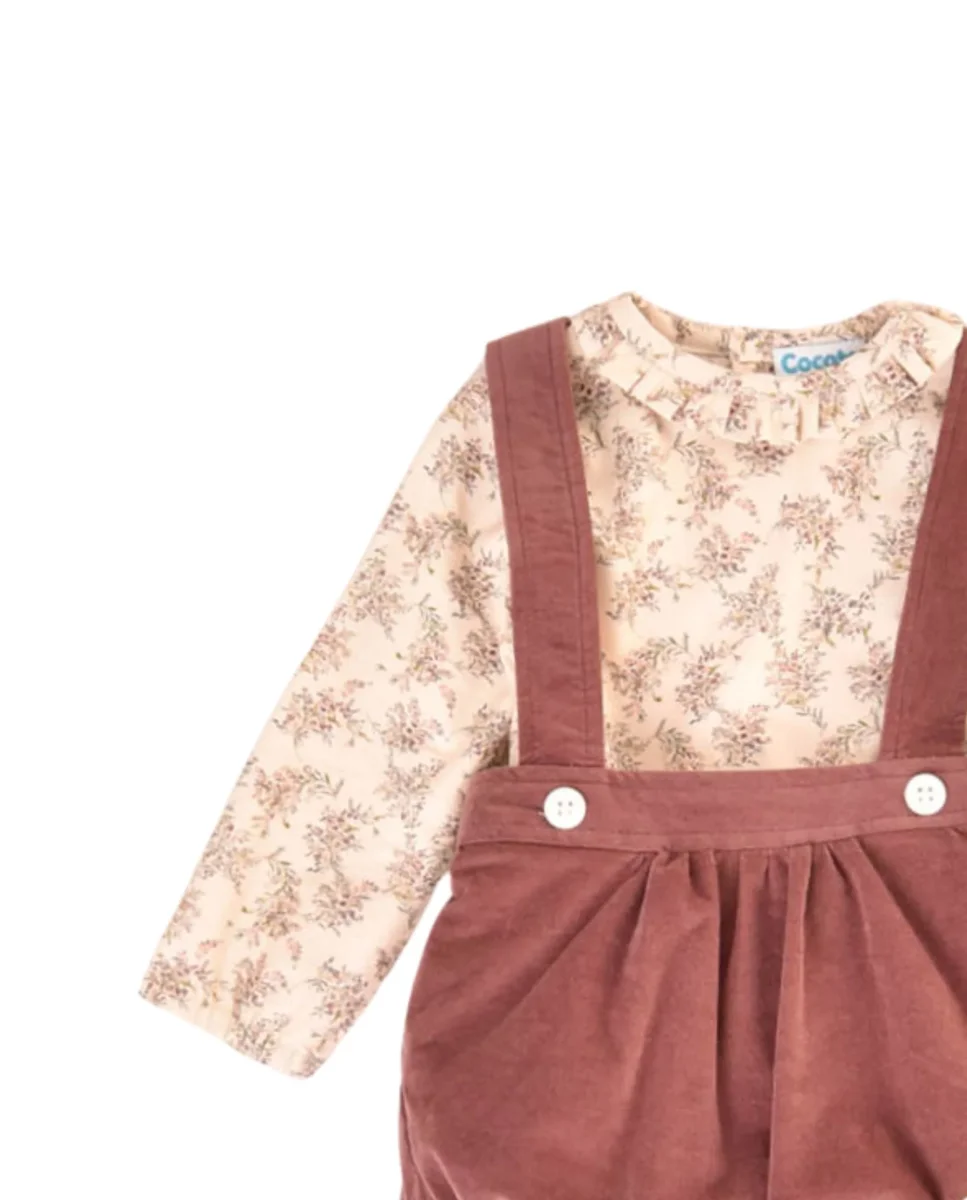 Conjunto bebé niño tirantes pana y blusa con volante Cocote & Charanga - Imagen 4