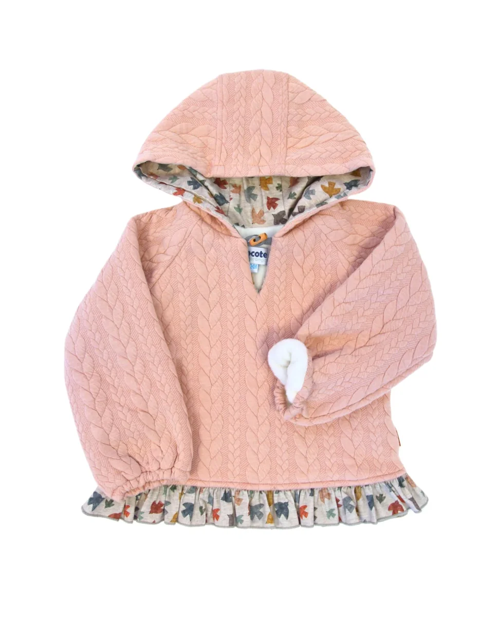 Sudadera de punto con capucha y volante rosa de bebé Cocote & Charanga - Imagen 3