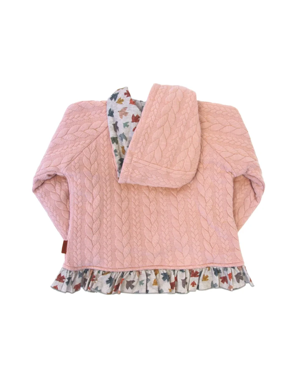Sudadera de punto con capucha y volante rosa de bebé Cocote & Charanga - Imagen 5