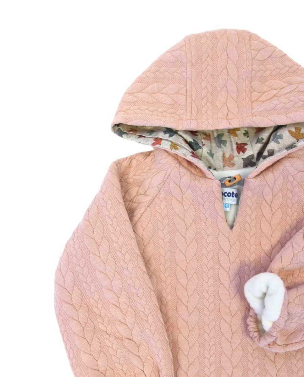 Sudadera de punto con capucha y volante rosa de bebé Cocote & Charanga - Imagen 6