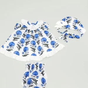 Conjunto vestido braguita y capota de flores azul bebé | Cocote by Charanga