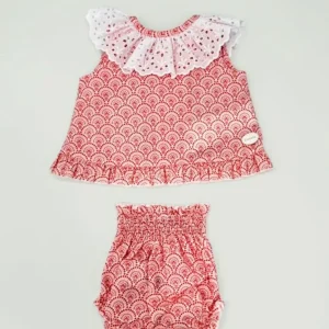Conjunto vestido y braguita coral bebé niña
