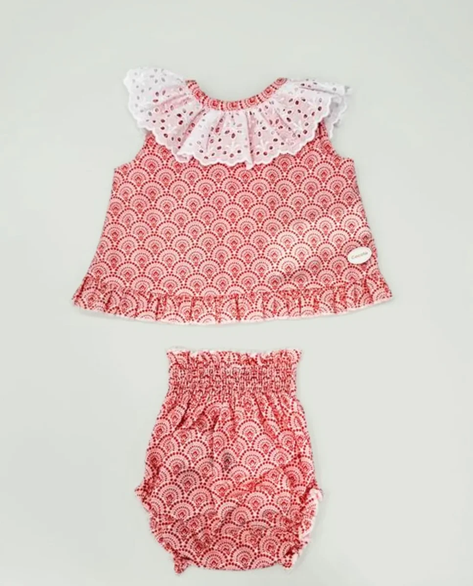 Conjunto vestido y braguita coral bebé niña - Imagen 2