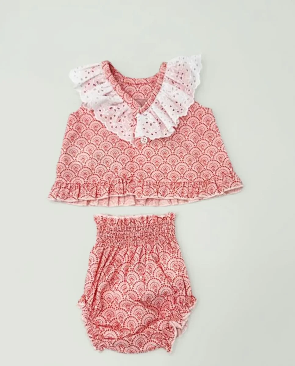 Conjunto vestido y braguita coral bebé niña - Imagen 3
