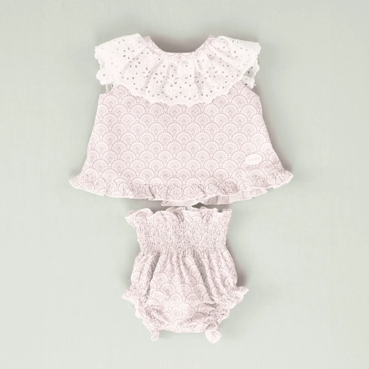 Conjunto vestido y braguita malva bebé niña - Imagen 2