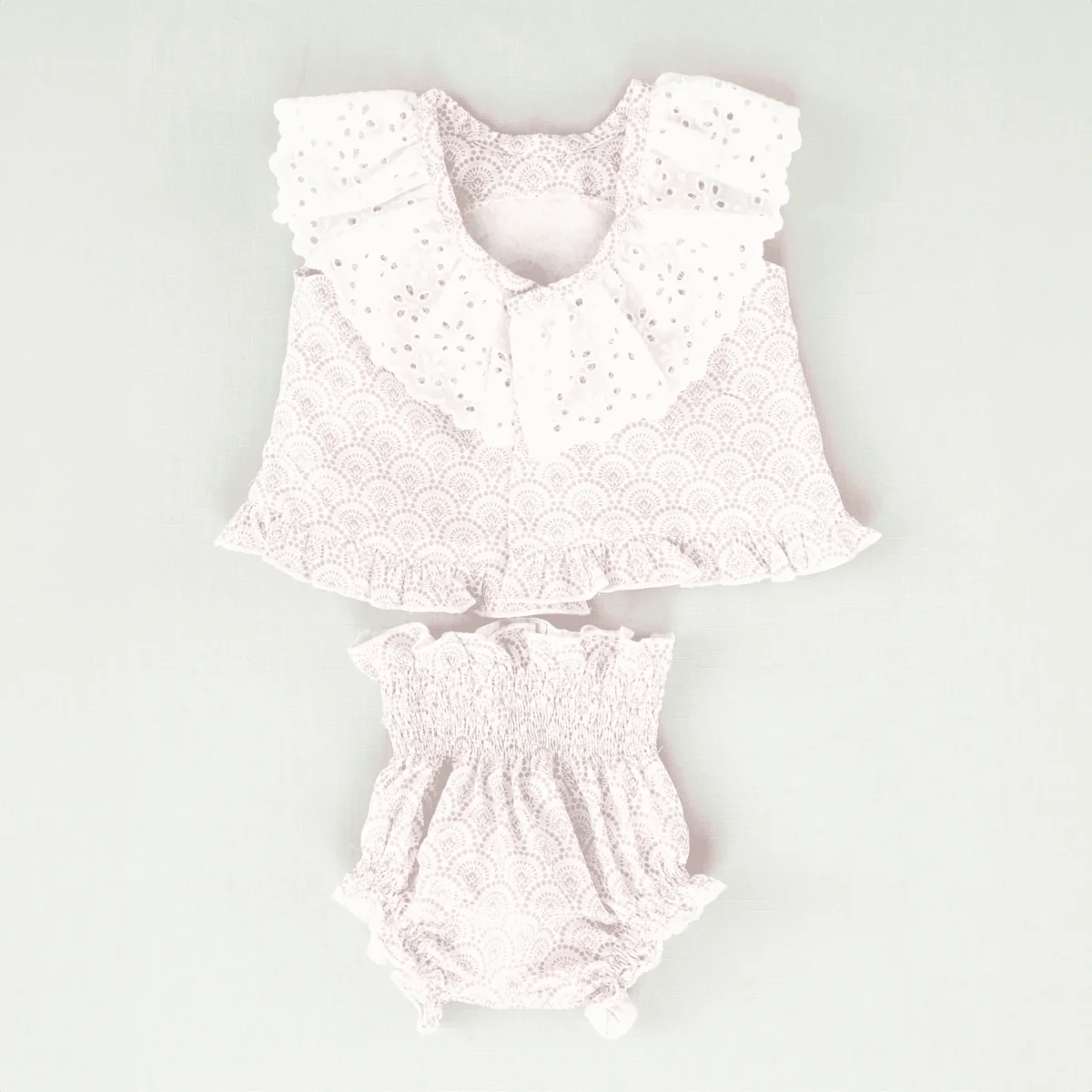 Conjunto vestido y braguita malva bebé niña - Imagen 3