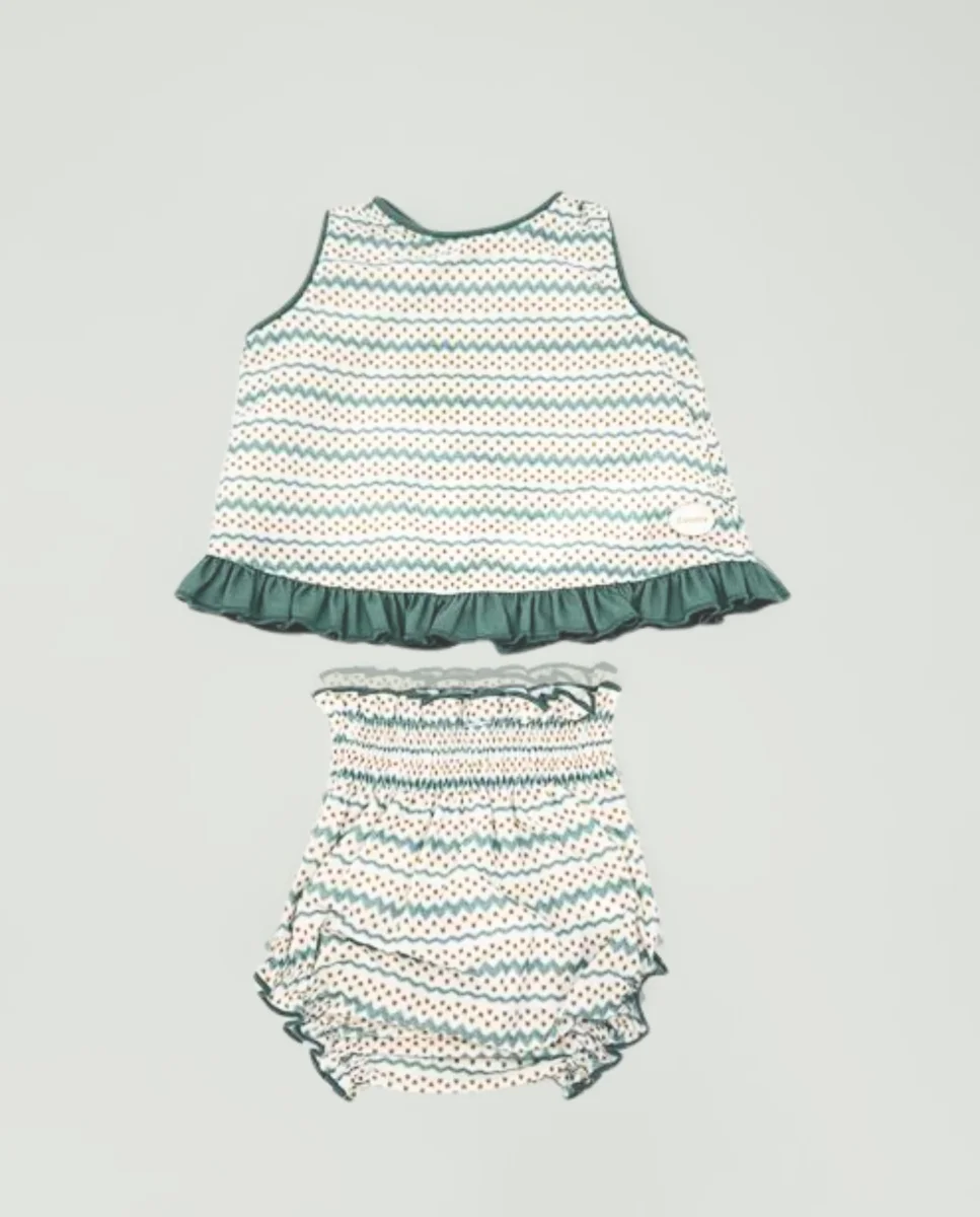 Vestido y braguita verde bebé niña | Cocote by Charanga - Imagen 2