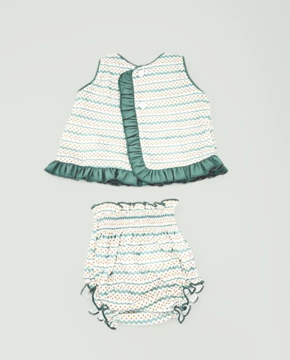 Vestido y braguita verde bebé niña | Cocote by Charanga - Imagen 3