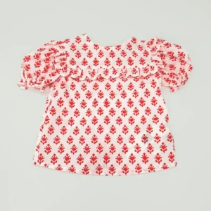 Blusa con estampado de flores coral bebé niña