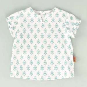 Camisa de flores blanca y turquesa bebé niño