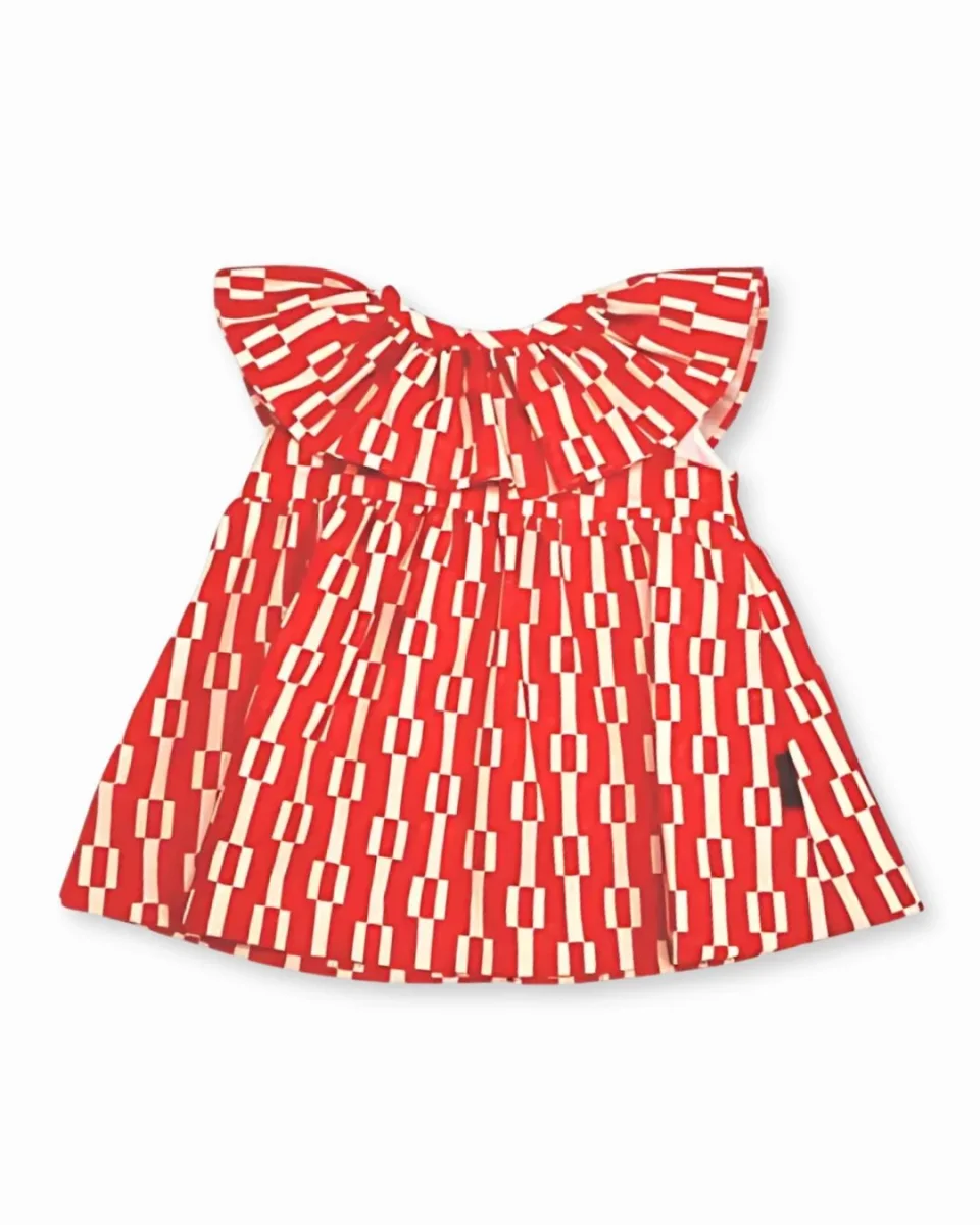 Vestido geométrico rojo bebé niña