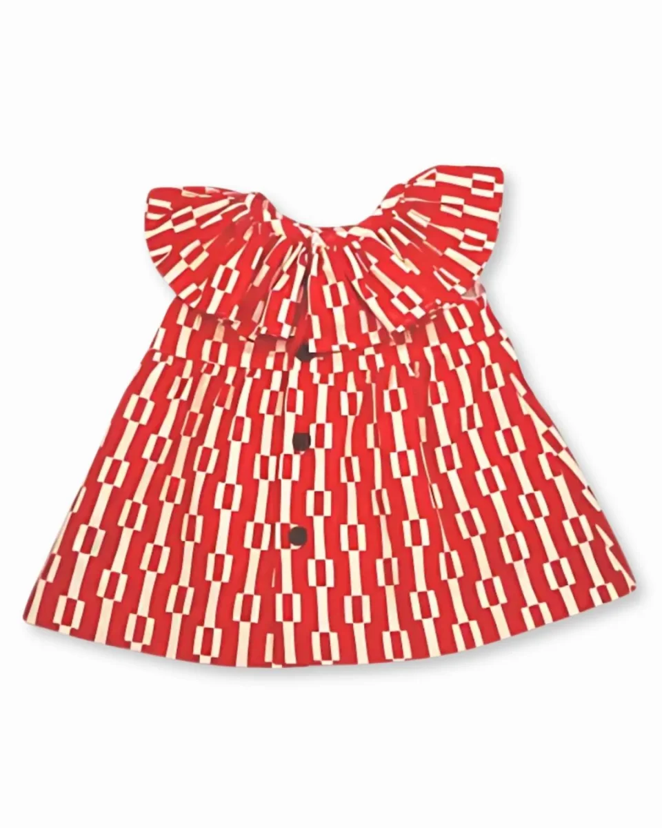 Vestido geométrico rojo bebé niña - Imagen 3