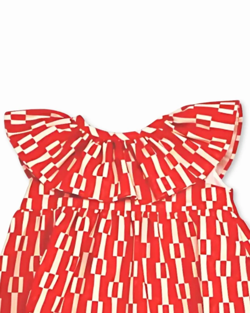 Vestido geométrico rojo bebé niña - Imagen 4
