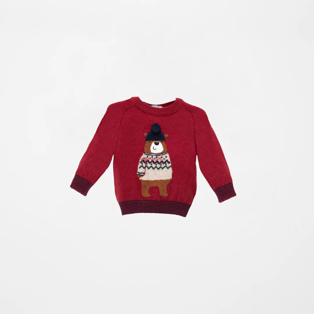 Jersey bebé de punto rojo con oso bordado | Dr. Kid by Charanga