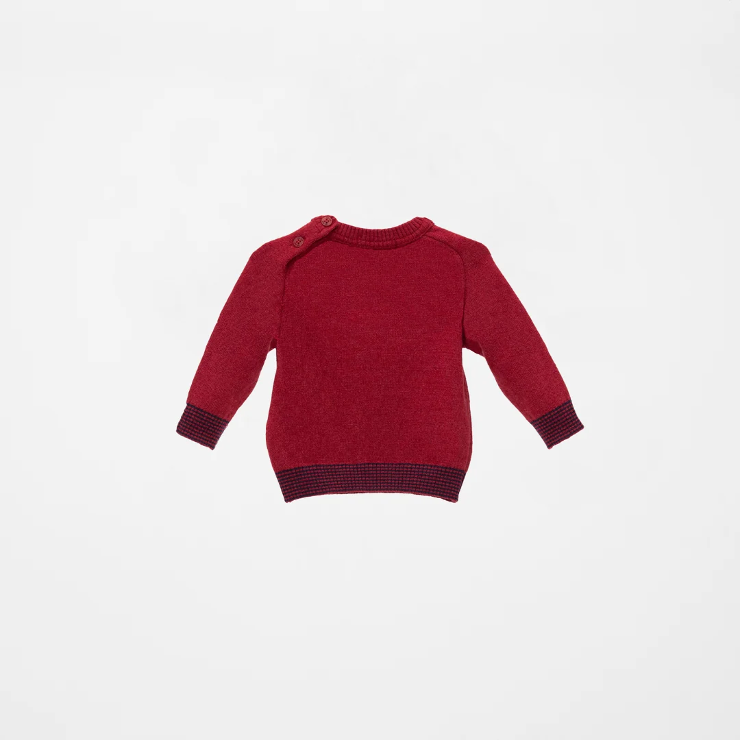 Jersey bebé de punto rojo con oso bordado | Dr. Kid by Charanga - Imagen 3