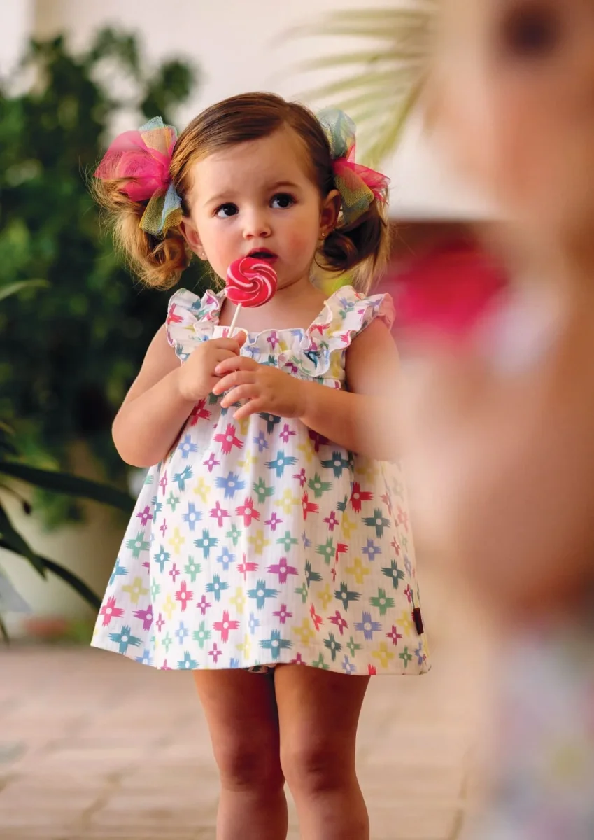 Vestido cruces multicolor bebé niña - Imagen 4