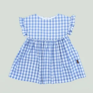 Vestido cuadros vichy celeste niña | Cocote x Charanga