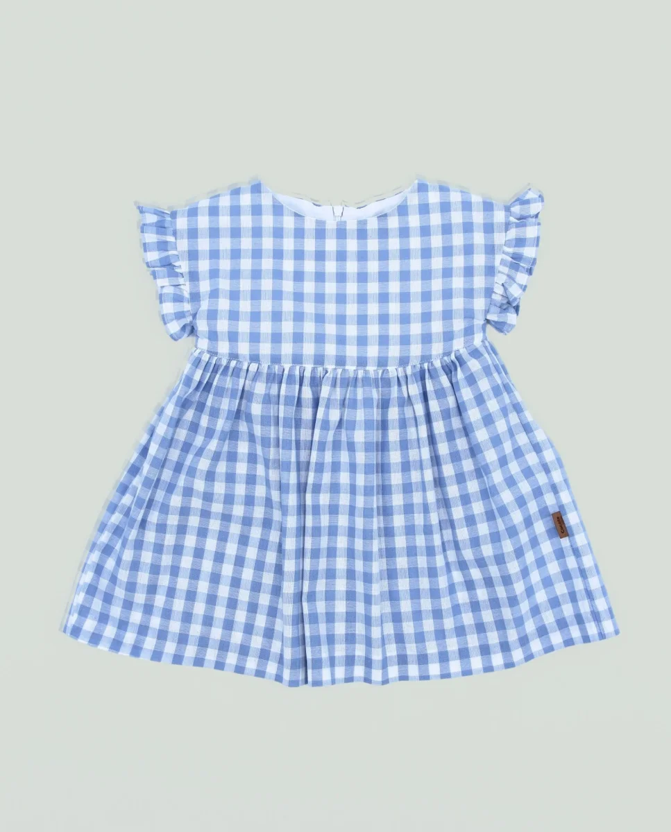 Vestido cuadros vichy celeste niña | Cocote x Charanga