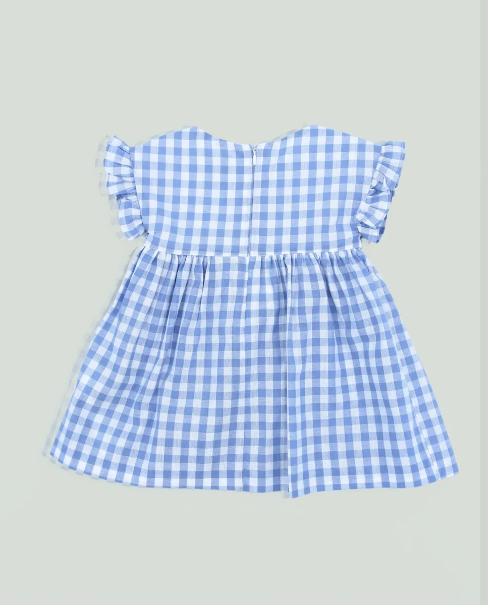 Vestido cuadros vichy celeste niña | Cocote x Charanga - Imagen 3