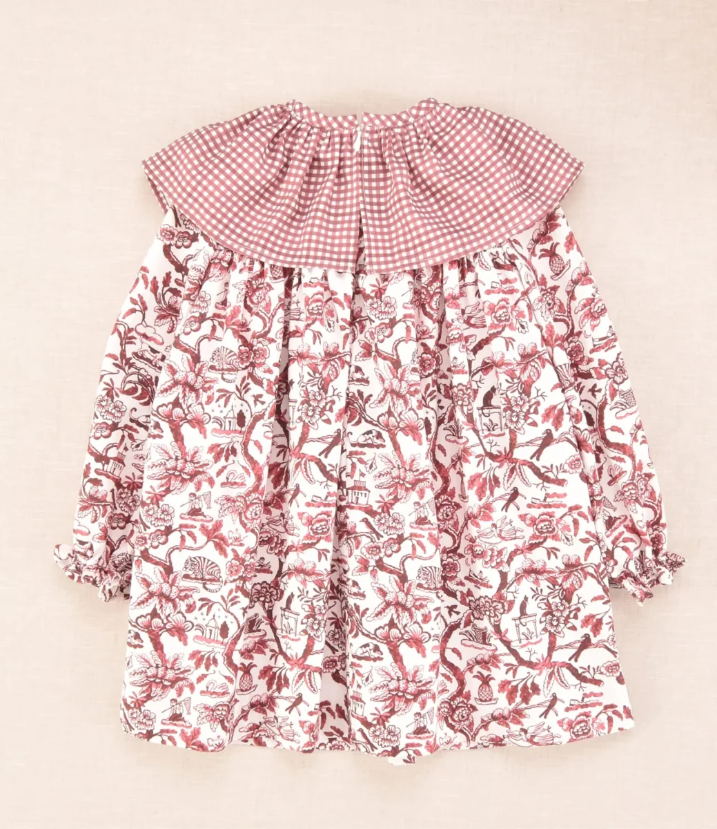 Vestido niña flores burdeos manga larga con volante Cocote - Imagen 4