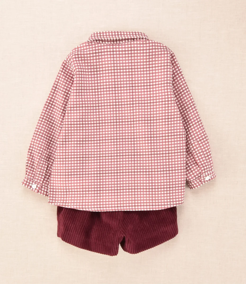 Conjunto niño camisa cuadros y pantalón pana burdeos | Cocote x Charanga - Imagen 4