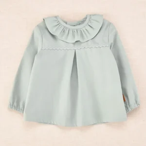 Blusa de bebé verde agua con cuello volante | Colección Cocote x Charanga