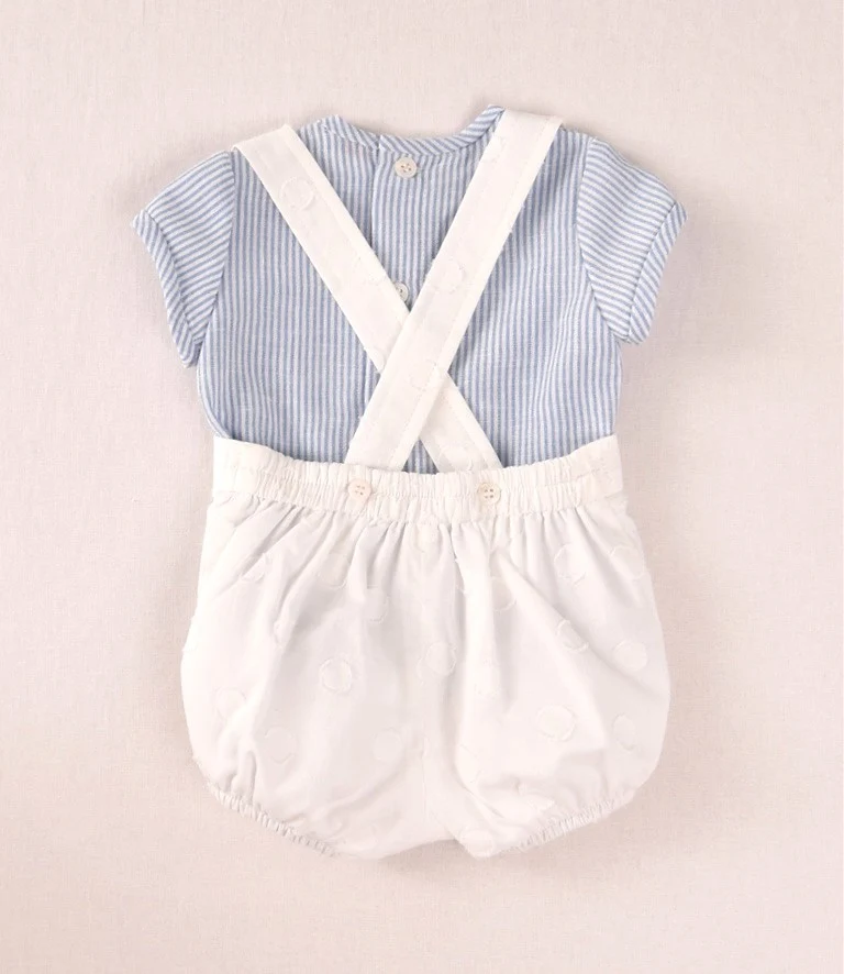 Conjunto bebé rayas azul y ranita blanca | Cocote by Charanga - Imagen 3