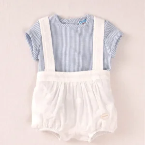 Conjunto bebé rayas azul y ranita blanca | Cocote by Charanga
