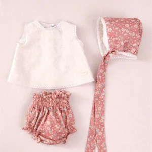 Conjunto recién nacido salmón estampado con capota | Cocote by Charanga