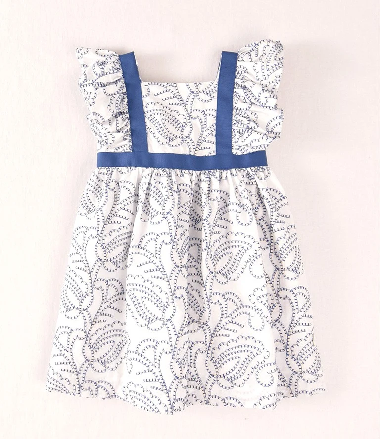 Vestido niña cachemir azul con volantes | Cocote by Charanga - Imagen 3