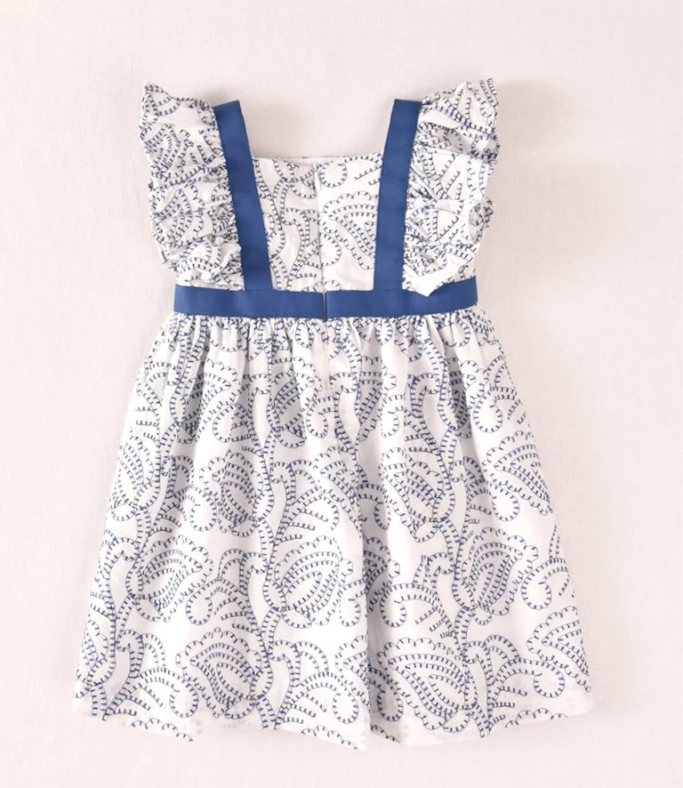 Vestido niña cachemir azul con volantes | Cocote by Charanga - Imagen 4