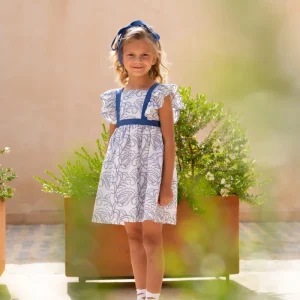 Vestido niña cachemir azul con volantes | Cocote by Charanga