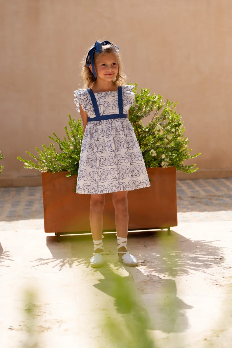 Vestido niña cachemir azul con volantes | Cocote by Charanga - Imagen 5