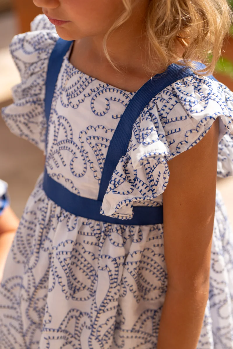 Vestido niña cachemir azul con volantes | Cocote by Charanga - Imagen 6