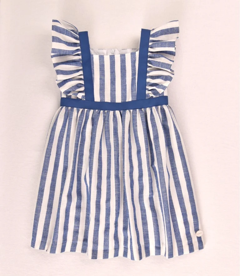 Vestido niña rayas azul con volantes | Cocote by Charanga - Imagen 3