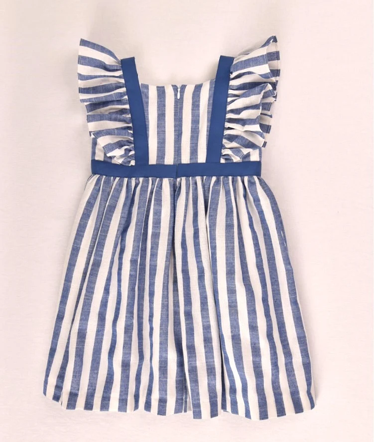 Vestido niña rayas azul con volantes | Cocote by Charanga - Imagen 4