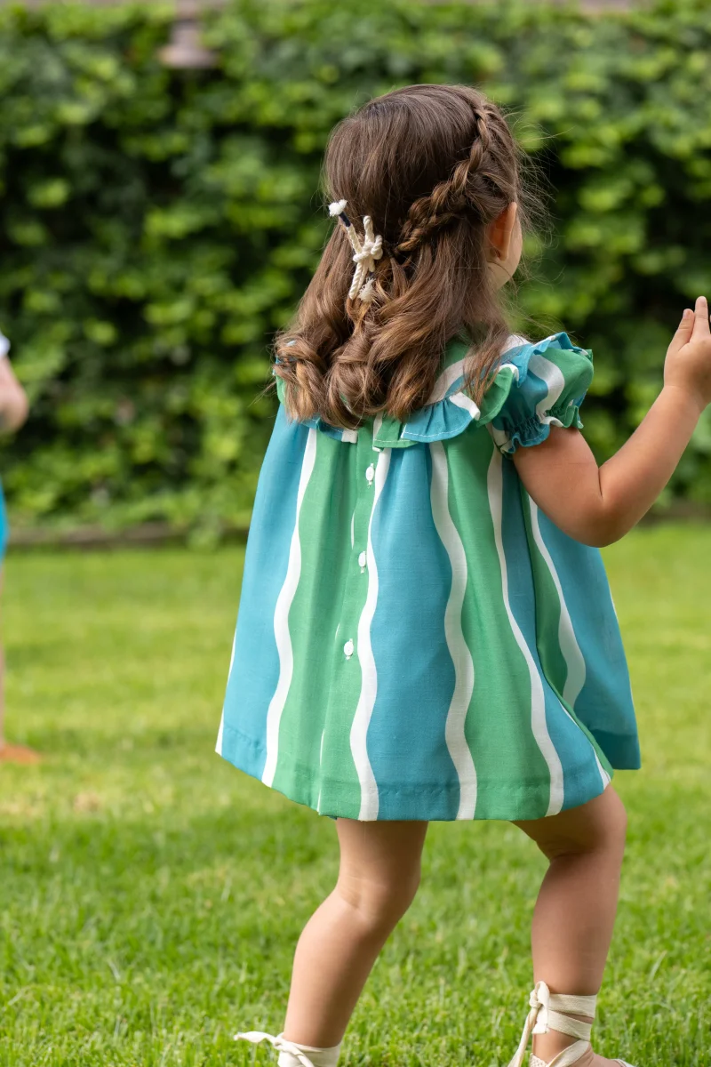 Conjunto bebé vestido y braguita ondas verde azul | Cocote by Charanga - Imagen 5
