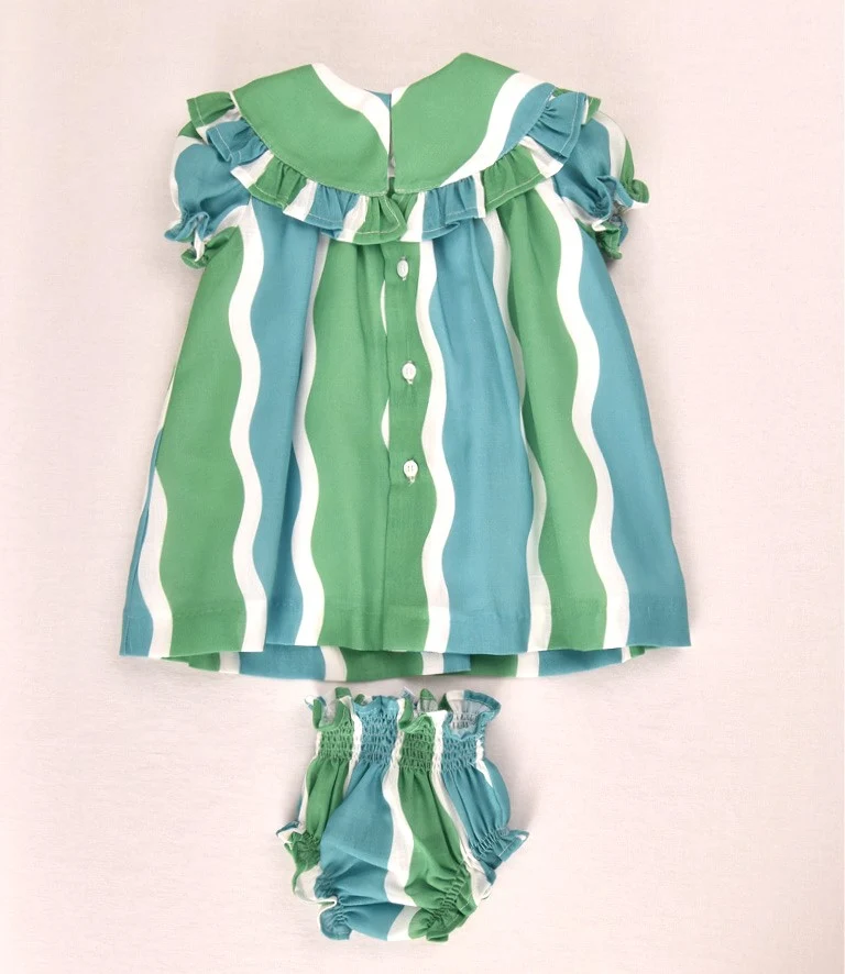 Conjunto bebé vestido y braguita ondas verde azul | Cocote by Charanga - Imagen 4
