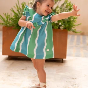 Conjunto bebé vestido y braguita ondas verde azul | Cocote by Charanga