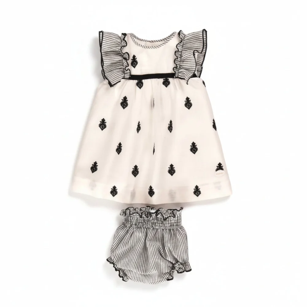 Conjunto bebé vestido y braguita bordado negro | Cocote by Charanga - Imagen 2