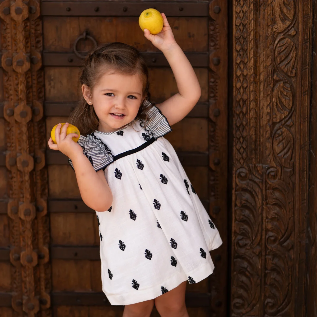 Conjunto bebé vestido y braguita bordado negro | Cocote by Charanga - Imagen 3