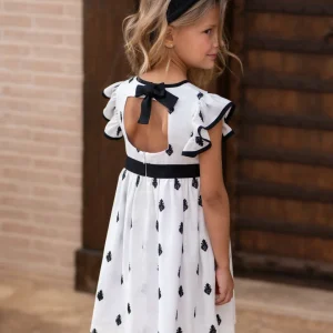 Vestido niña bordado negro con lazo | Cocote by Charanga